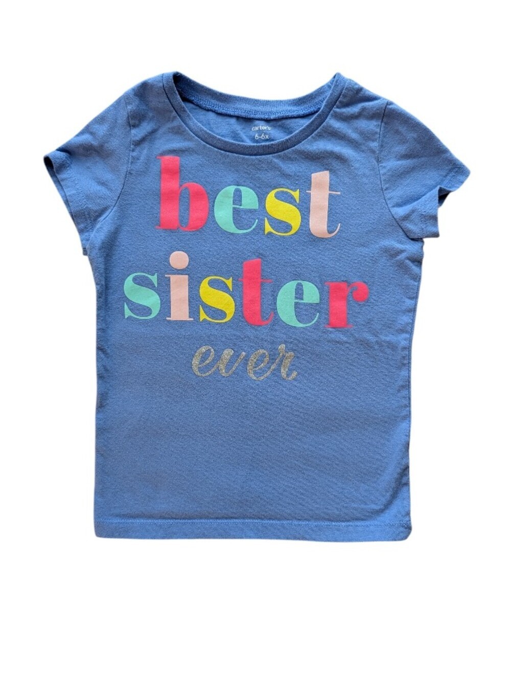Carter's Girls Blue 'Best Sister Ever' Colorful Letter Graphic Tee Size 6